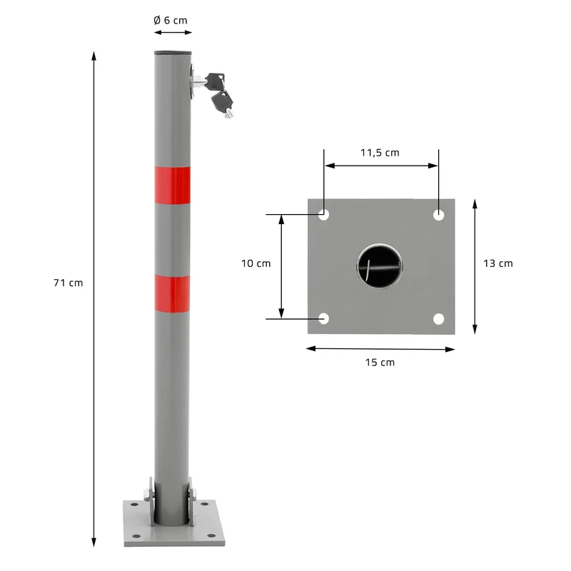 3er Set Klappbare Parkpfosten 71 cm Anthrazit aus Stahl