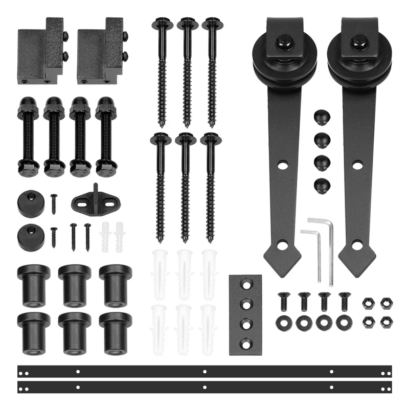 B-Ware Schiebetürbeschlag 244 cm Schwarz aus Kohlenstoffstahl