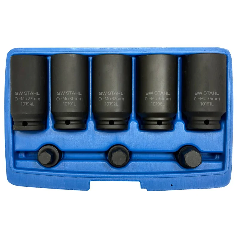 SW-Stahl IMPACT-Steckschlüsseleinsätze 1/2" Zwölfkant 8-teilig