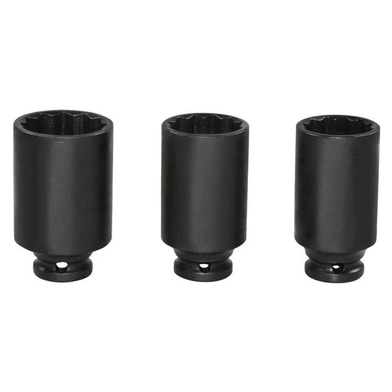 SW-Stahl IMPACT-Steckschlüsseleinsätze 1/2" Zwölfkant 30-36 mm tief 3-teilig