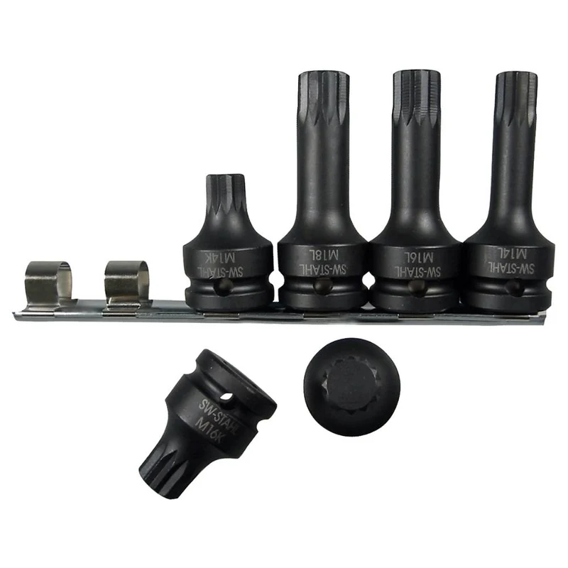 SW-Stahl IMPACT-Schraubendreheinsätze 1/2" Innenvielzahn M14-M18 6-teilig