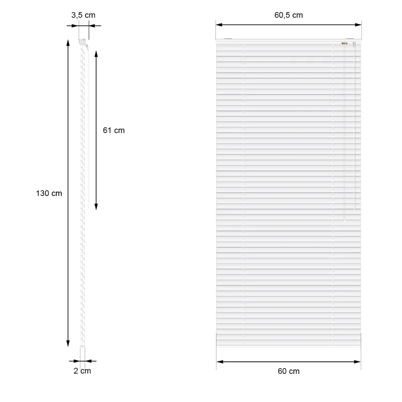 Aluminium Jalousie 60x130 cm Weiß inkl. Montagematerial