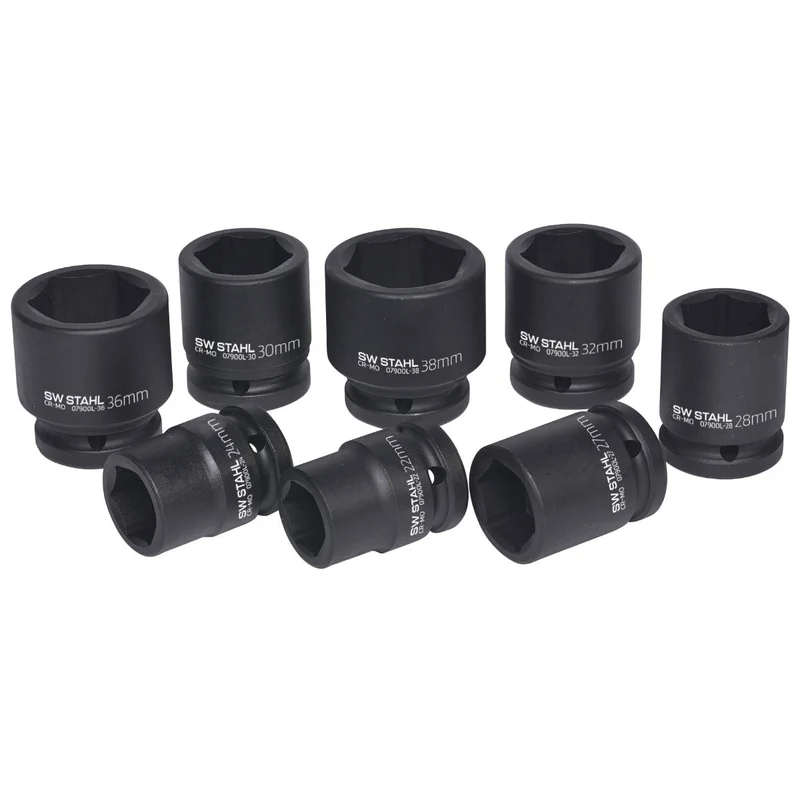 SW-Stahl IMPACT-Steckschlüsseleinsätze 3/4" 22-38 mm 8-teilig
