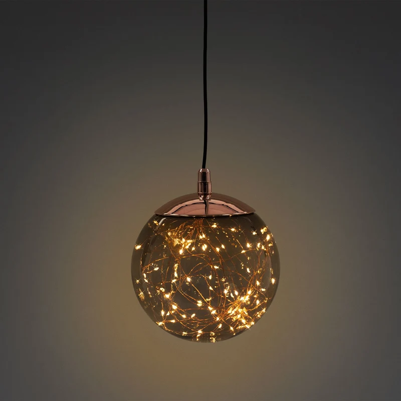 LED Weihnachtskugel mit warmweißen LEDs Ø 18 cm Grau aus Glas