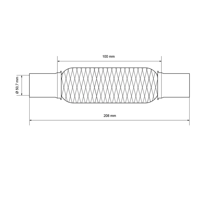Universal Flexrohr 50x100 mm mit 2 Schellen aus Edelstahl