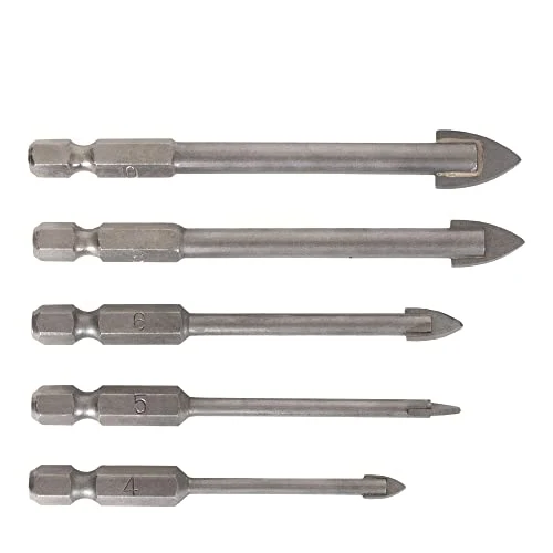 STIER Fliesenbohrer Set 5-teilig 1/4 Zoll Bit HEX Sechskant umfangreiches Set