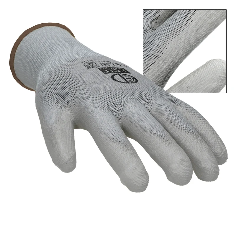 Arbeitshandschuhe mit PU-Beschichtung Grau Größe L 12er Set