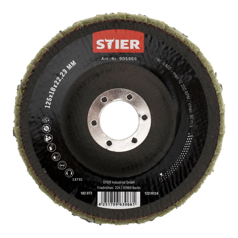 STIER Vlies Fächerschleifscheiben 125 x 18 x 22,23 mm fein 5 Stk.