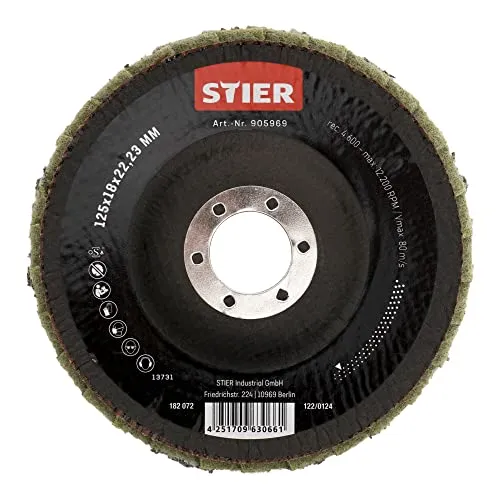STIER Vlies Fächerschleifscheiben 125 x 18 x 22,23 mm fein 5 Stk.