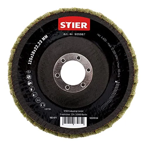 STIER Vlies Fächerschleifscheiben 125 x 18 x 22,23 mm grob 5 Stk. kühler Schliff