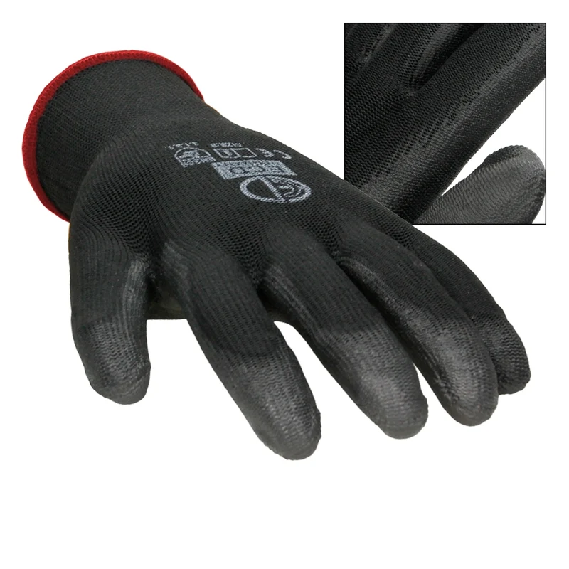 Arbeitshandschuhe 1 Paar mit PU-Beschichtung Schwarz Größe S