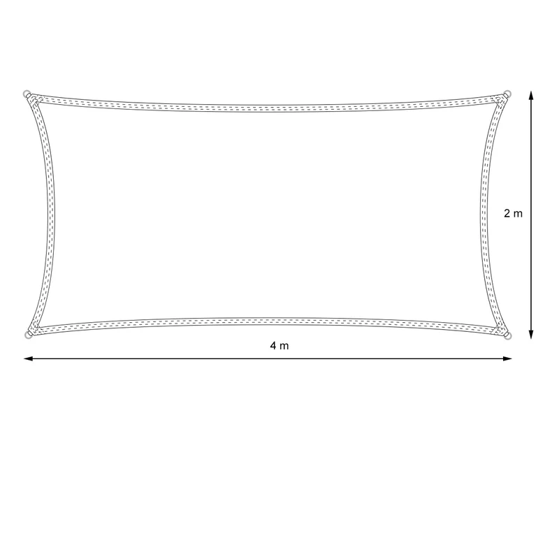 Sonnensegel rechteck 2x4 m Anthrazit 100% HDPE mit UV Schutz inkl. Befestigungsseile