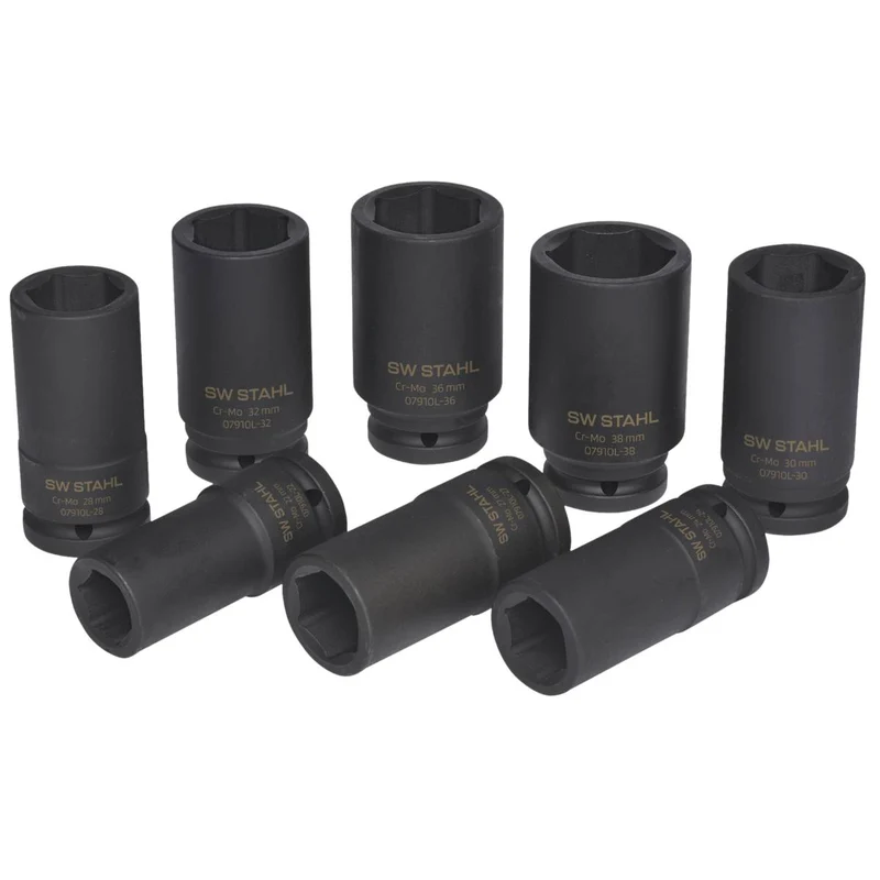 SW-Stahl IMPACT-Steckschlüsseleinsätze 3/4" 22-38 mm tief 8-teilig