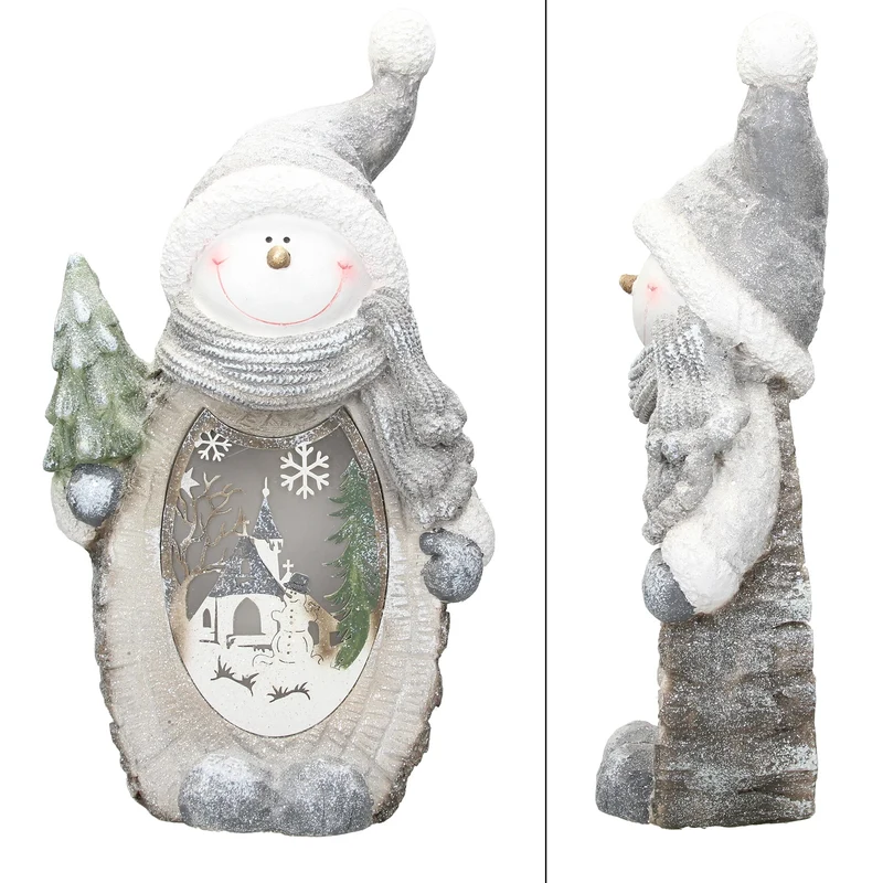 Schneemann mit LED Beleuchtung 53 cm aus Polyresin
