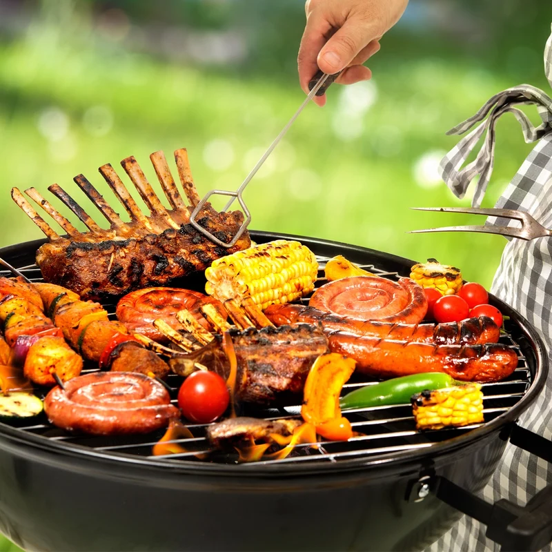 ECD Germany | Grillrost rund mit abnehmbaren Griffen Ø 44,5 cm Edelstahl, Outdoor Grillplatte robust für Gasgrill Holzkohlegrill BBQ Feuerstelle