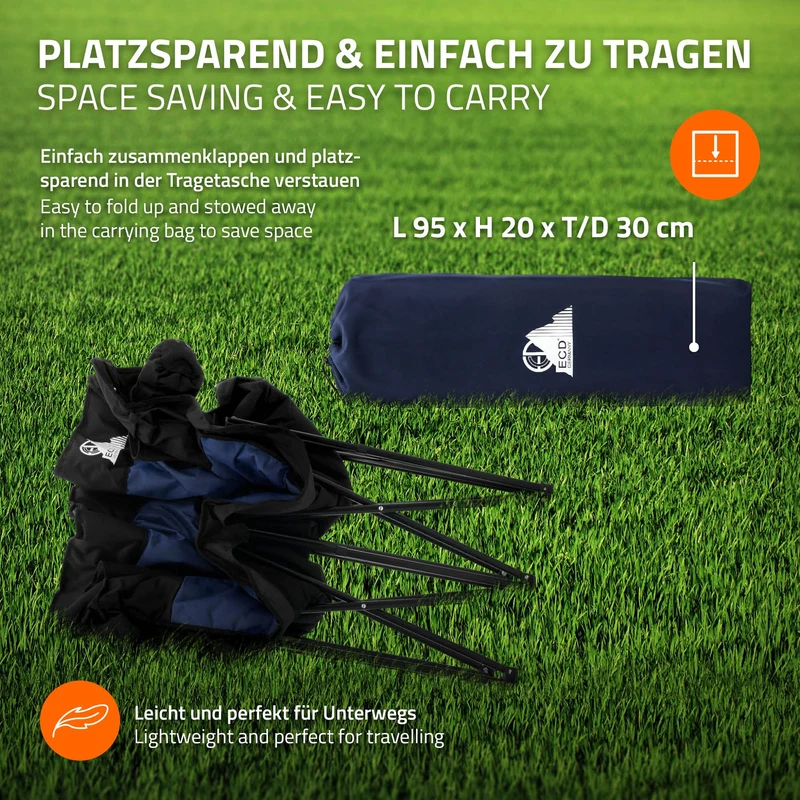 Campingstuhl faltbar für 2 Personen bis 200 kg Blau mit Getränkehalterung und Tragetasche, Doppel Klappstuhl