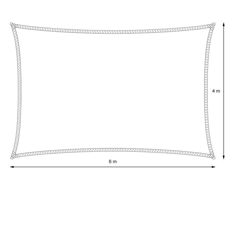 Sonnensegel rechteck 4x6 m Anthrazit 100% HDPE mit UV Schutz inkl. Befestigungsseile