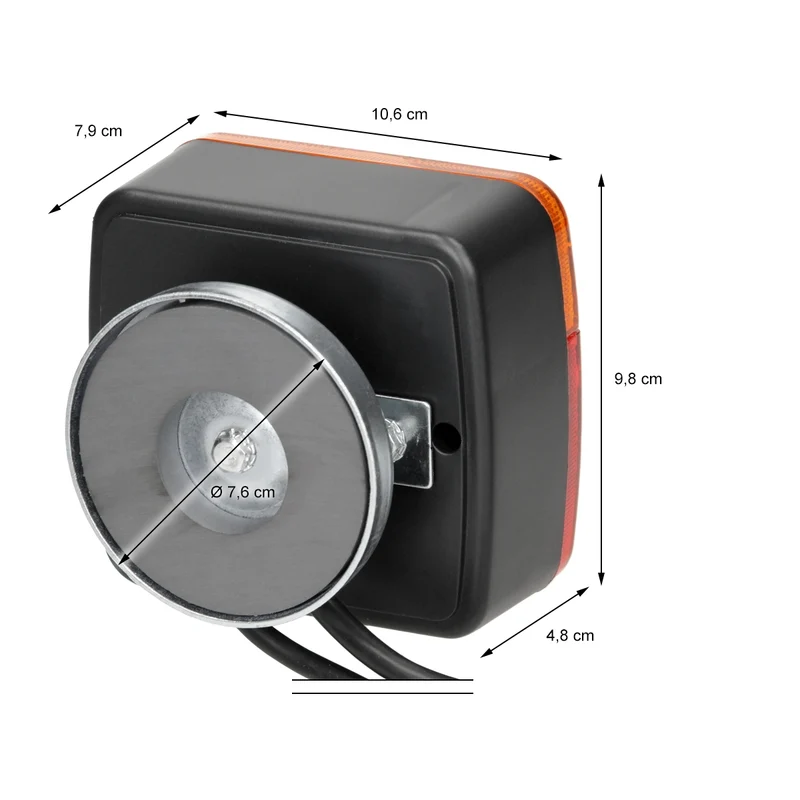 Halogen Anhänger Rückleuchten mit Magneten 12V verkabelt mit 7-poligem Stecker