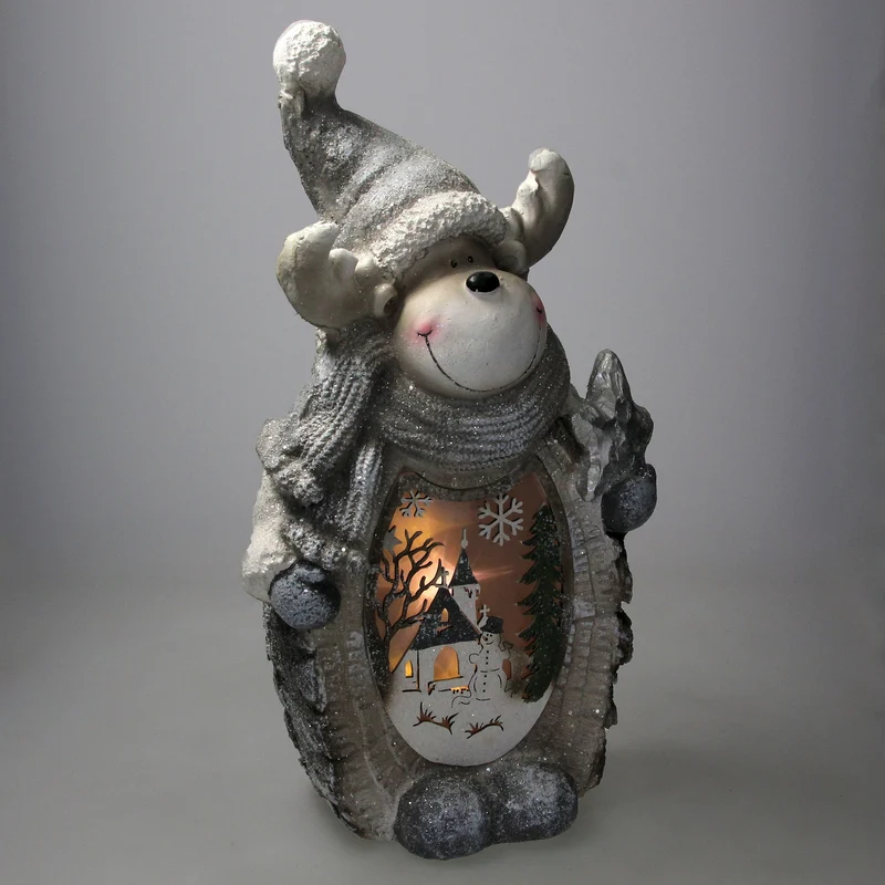 Rentier Figur mit LED Beleuchtung 53 cm aus Polyresin