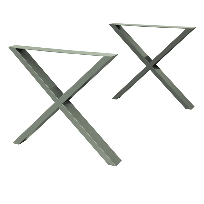 Tischbeine Tischgestell 2er Set X-Design 60 x 72 cm Steingrau aus Stahl ML-Design