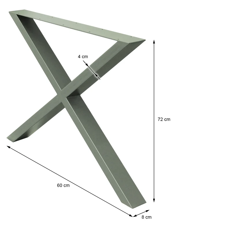 Tischbeine Tischgestell 2er Set X-Design 60 x 72 cm Steingrau aus Stahl ML-Design