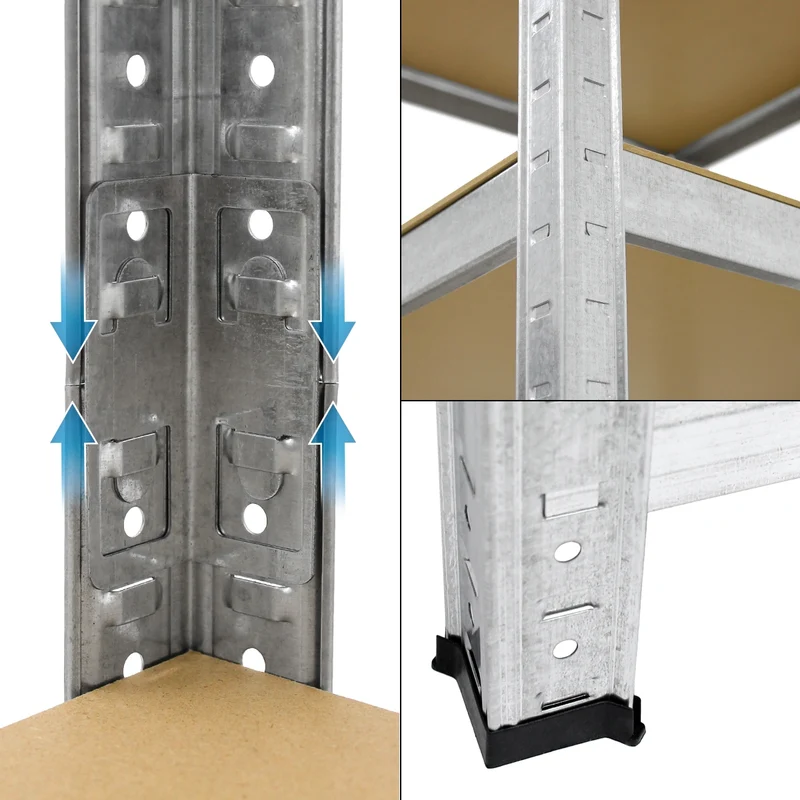 Werkstattregal 180x70x40 cm Silber aus MDF und Metall belastbar bis 750 kg