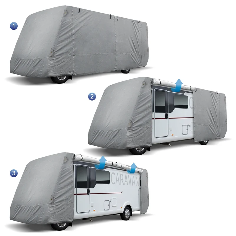 Ganzgarage für Wohnmobile Größe L 730x235x275 cm Atmungsaktiv aus Vliesstoff