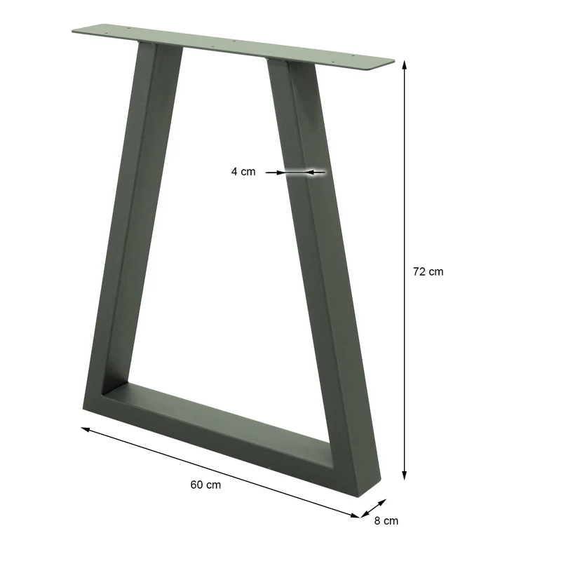 B-Ware Tischbeine Tischgestell 2er Set Trapez-Design 60x72 cm Steingrau aus Stahl