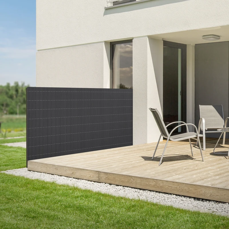 Sichtschutzmatte 100x400 cm Sichtschutzzaun Windschutz Balkonschutz PVC Anthrazit UV-beständig