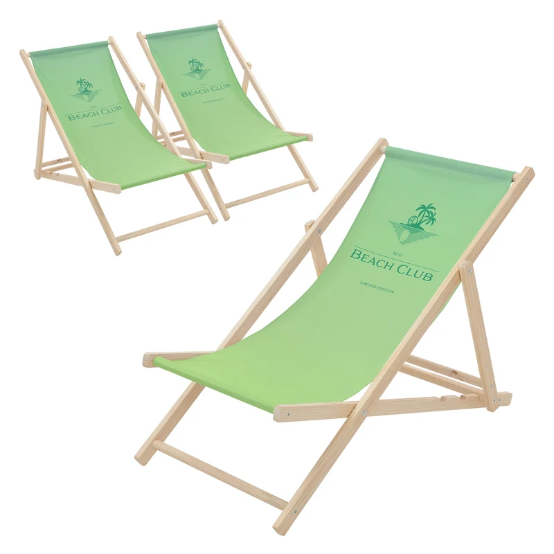ECD Germany | Gartenliege klappbar aus Holz mit Floral Muster Strandliege Strandstuhl Sonnenliege