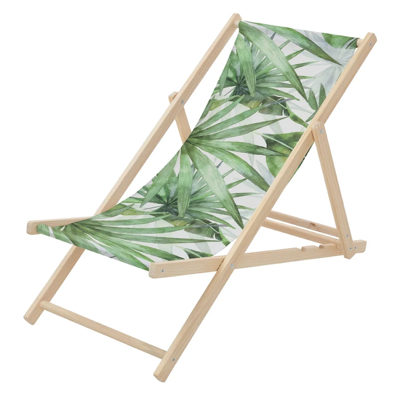 ECD Germany | Gartenliege klappbar aus Holz mit Floral Muster Strandliege Strandstuhl Sonnenliege