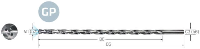 High-performance drill VHM PREMUS GP, GP, 25 × A11, TiAlN, HA