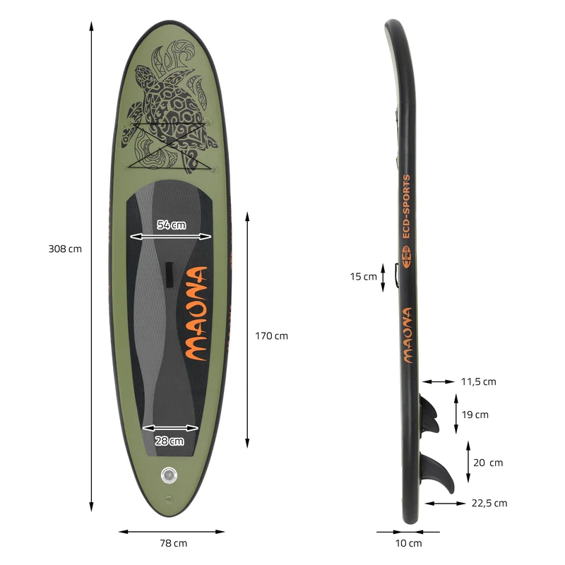 Stand Up Paddle aufblasbares SUP Board Maona 308x76x10 cm in Rosa aus PVC inkl. Pumpe und Tragetasche
