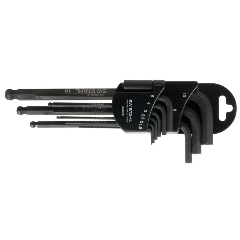 SW-Stahl Winkelschlüsselsatz Innensechskant Kugelkopf 15-10 mm 9-teilig