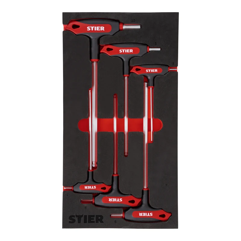 STIER T-Griff-Schraubendreher-Set, 6kt 3-10 mm (6-tlg.) Torx TX6-TX30 mm