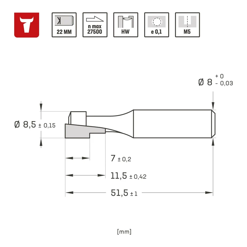 STIER T-Nutfräser M5 8,5 x 5,6 x 8 mm