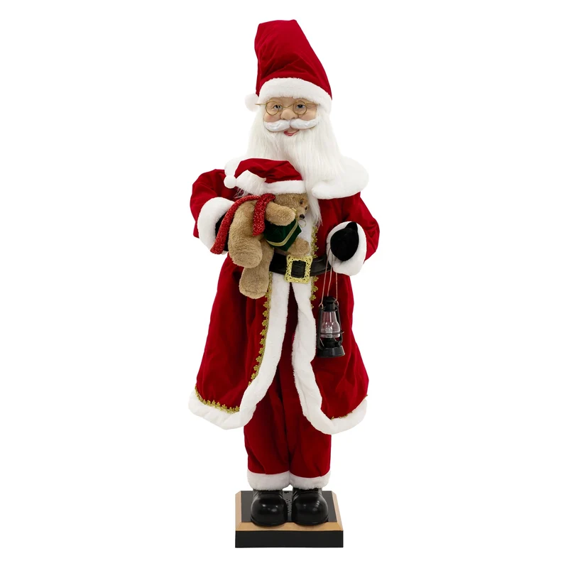 Weihnachtsmann 120 cm mit LED Licht Bewegung Sound Musik, Weihnachtsfigur für Innenbereich