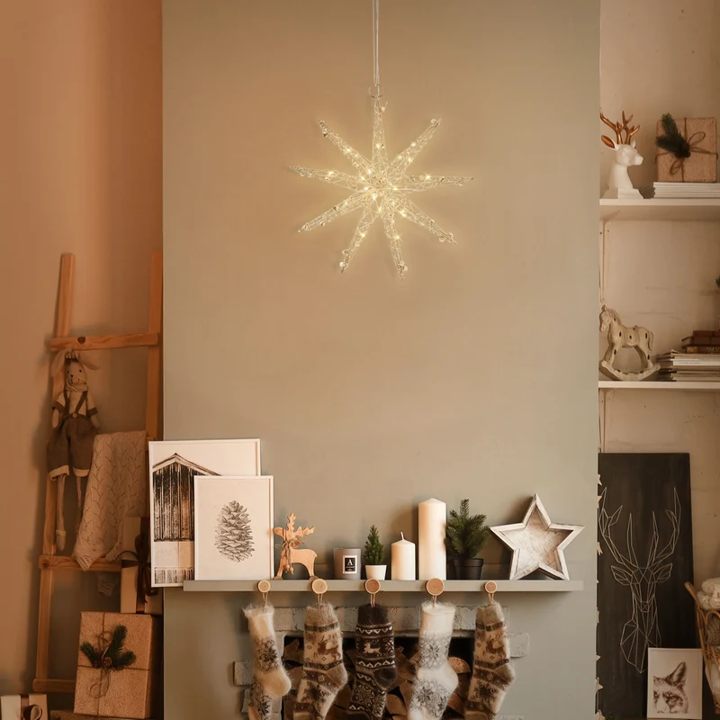 LED Weihnachtsstern 30 cm Gold aus Metall mit warmweißen LEDs