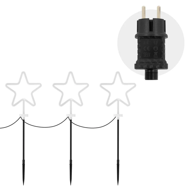 3er Set Gartenstecker Stern 58 cm für Innen & Außen Lichterkette für Weihnachten