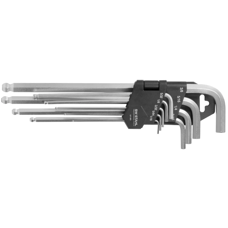 SW-Stahl Winkelschlüsselsatz Innensechskant Kugelkopf 1/16"-3/8" 9-teilig