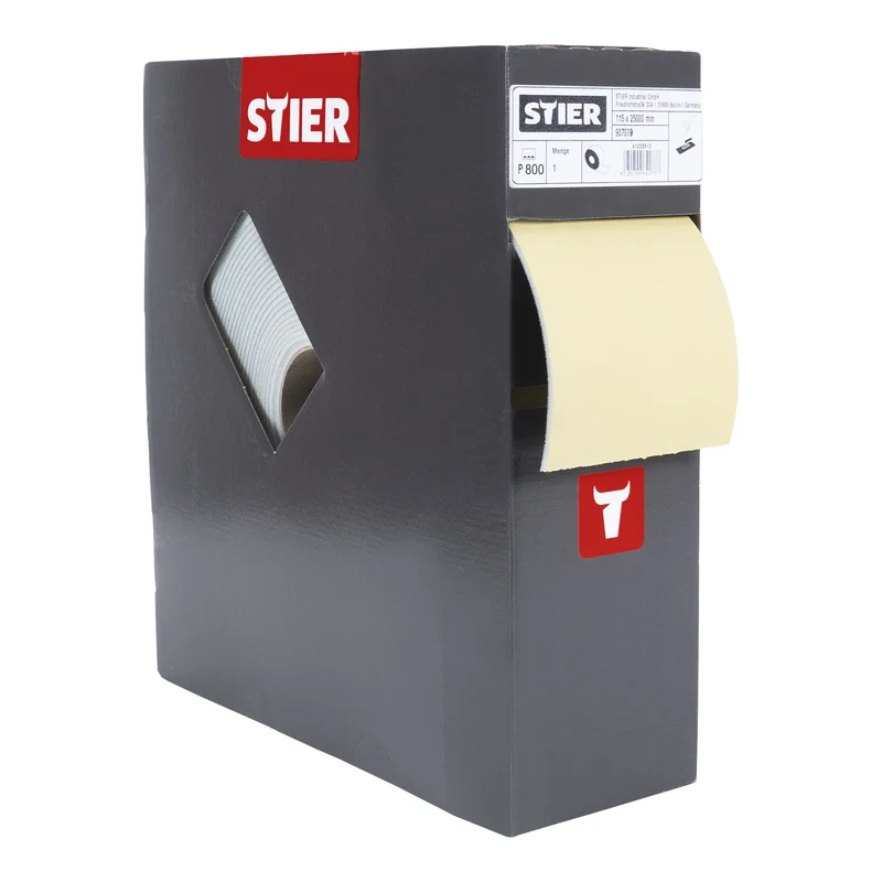 STIER Schleifpapier auf Schaumunterlage P800 115x92mm Rollenlänge: 25m Profile