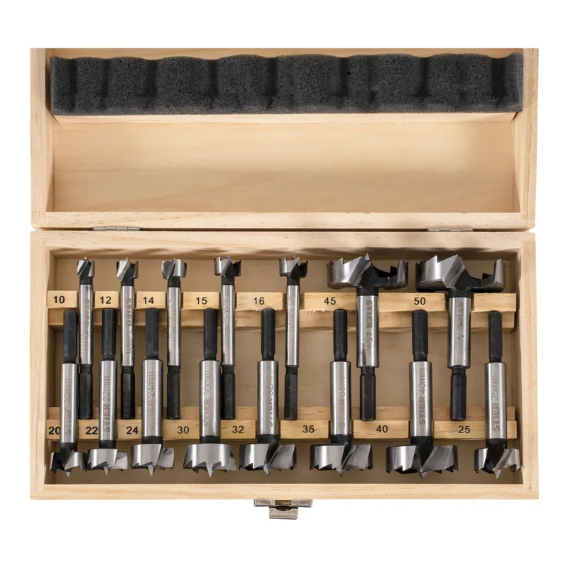 STIER Forstnerbohrer-Set in Holz-Kasette 15-teilig (Durchmesser 10 - 50 mm) 8 -