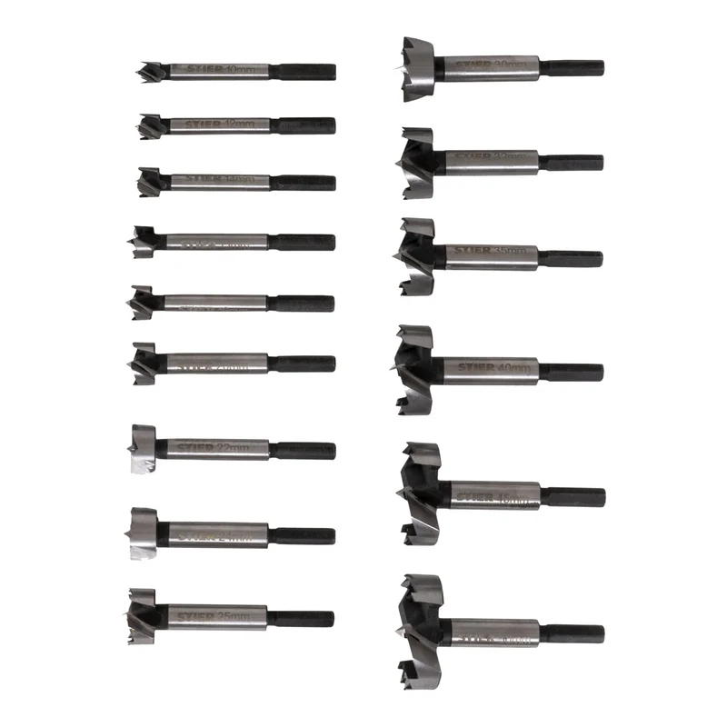 STIER Forstnerbohrer-Set in Holz-Kasette 15-teilig (Durchmesser 10 - 50 mm) 8 -