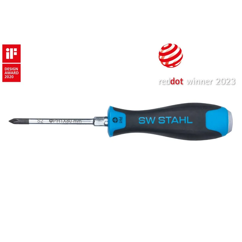 SW-Stahl Schraubendreher schlagfest Kreuz PH1 x 80 mm