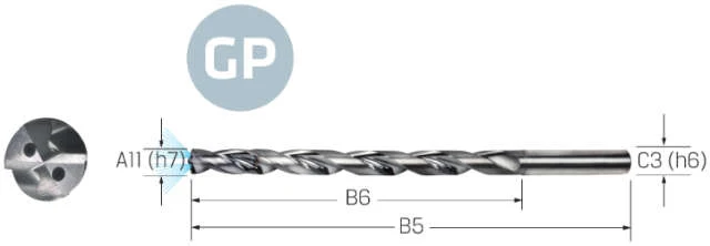 High-performance drill VHM PREMUS GP, GP, 12 × A11, TiAlN, HA