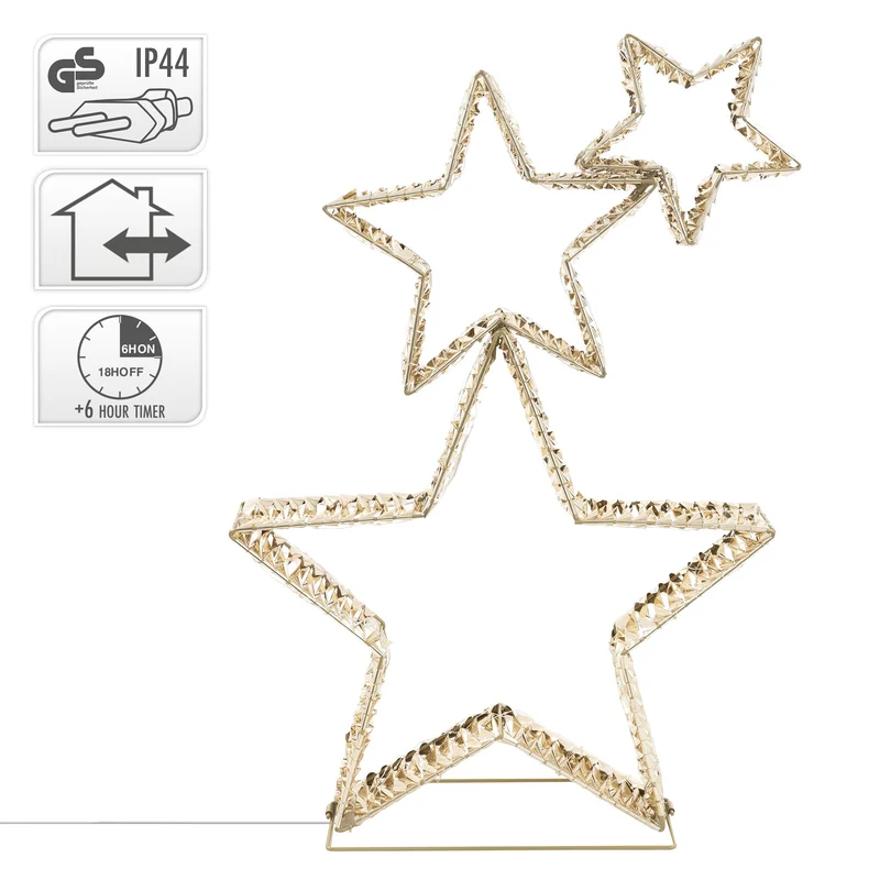 LED Weihnachtsstern 80 cm mit 350 warmweißen LEDs und Timer für Innen und Außen IP44 Spritzwassergeschützt