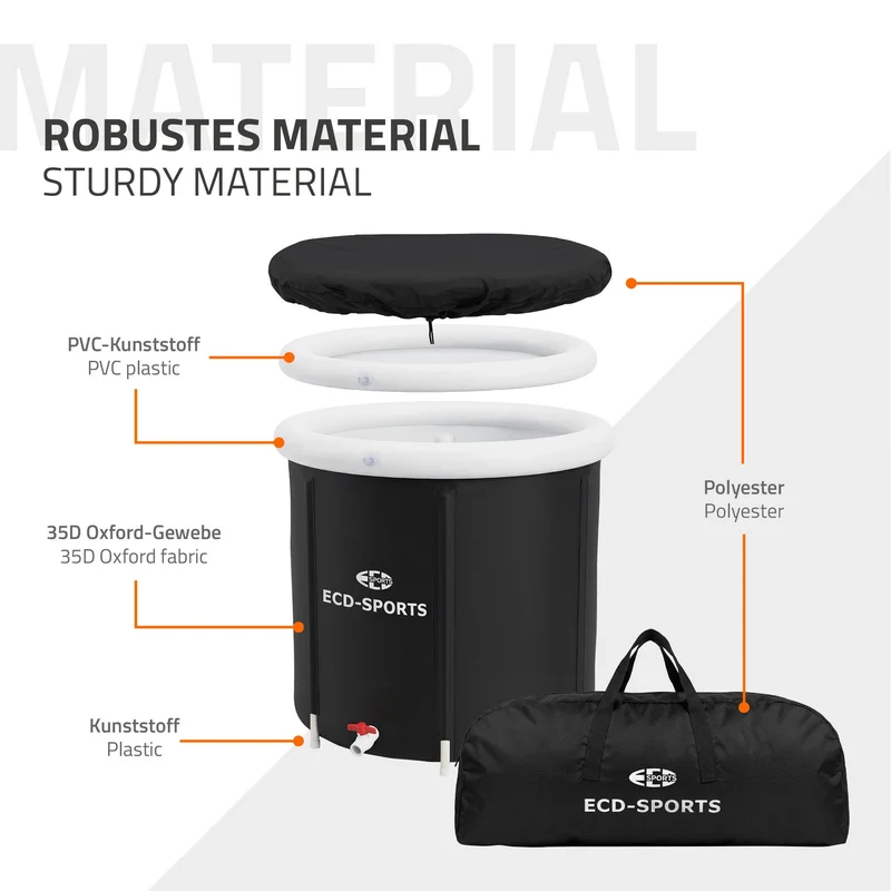 Eisbad Ø80 cm, Eistonne mit Isolierung, Komplettset, 350L Eisfass Tonne für Eisbaden, Kältetherapie & Regeneration, Faltbare