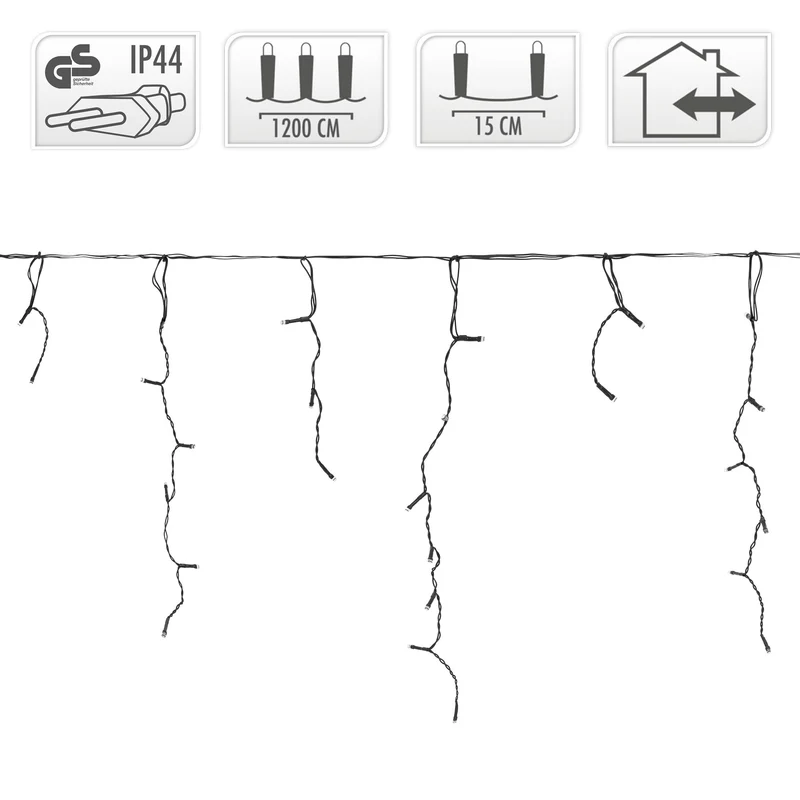 LED Lichtvorhang 12m warmweiß mit 360 LEDs aus PVC