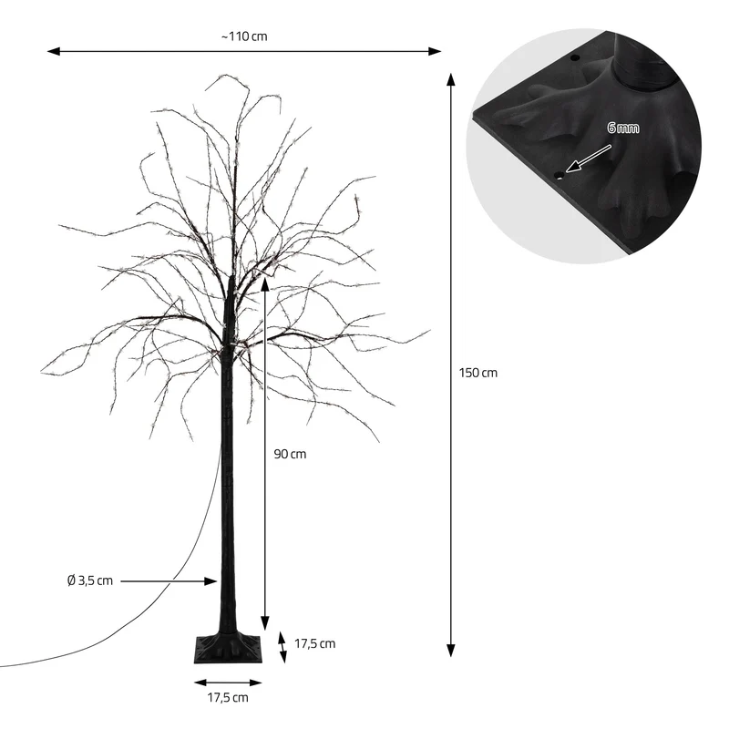 LED-Baum 150cm mit 600 warmweißen LEDs Künstlicher Weihnachtsbaum mit Lichterkette