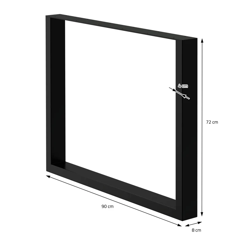 2x Tischbeine Tischkufen aus Vierkantprofilen 90x72 cm,Schwarz pulverbeschichtete Stahl